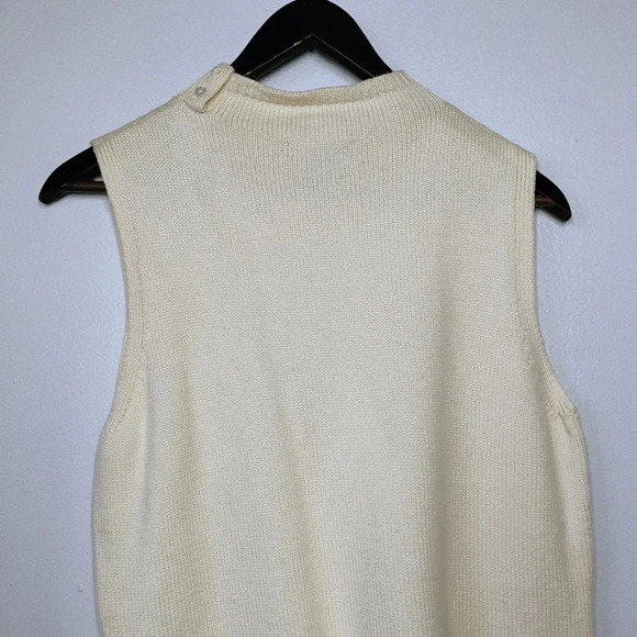 Vintage Ann Taylor Italian Merino Wool Top Womens Large Ivory Sweater Old Money - Picture 7 of 13